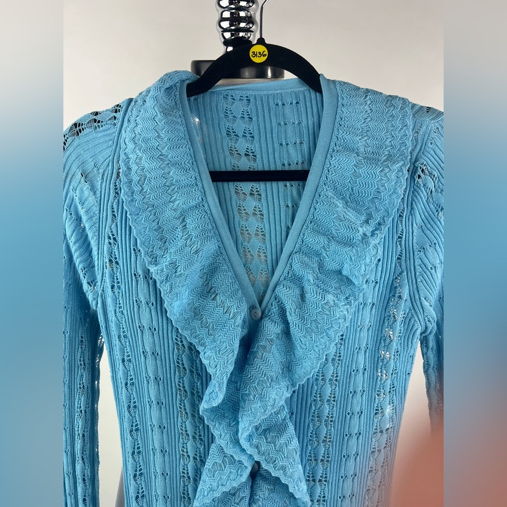 3136. Ruffled Knit Midi Button Front Cardigan - image 5